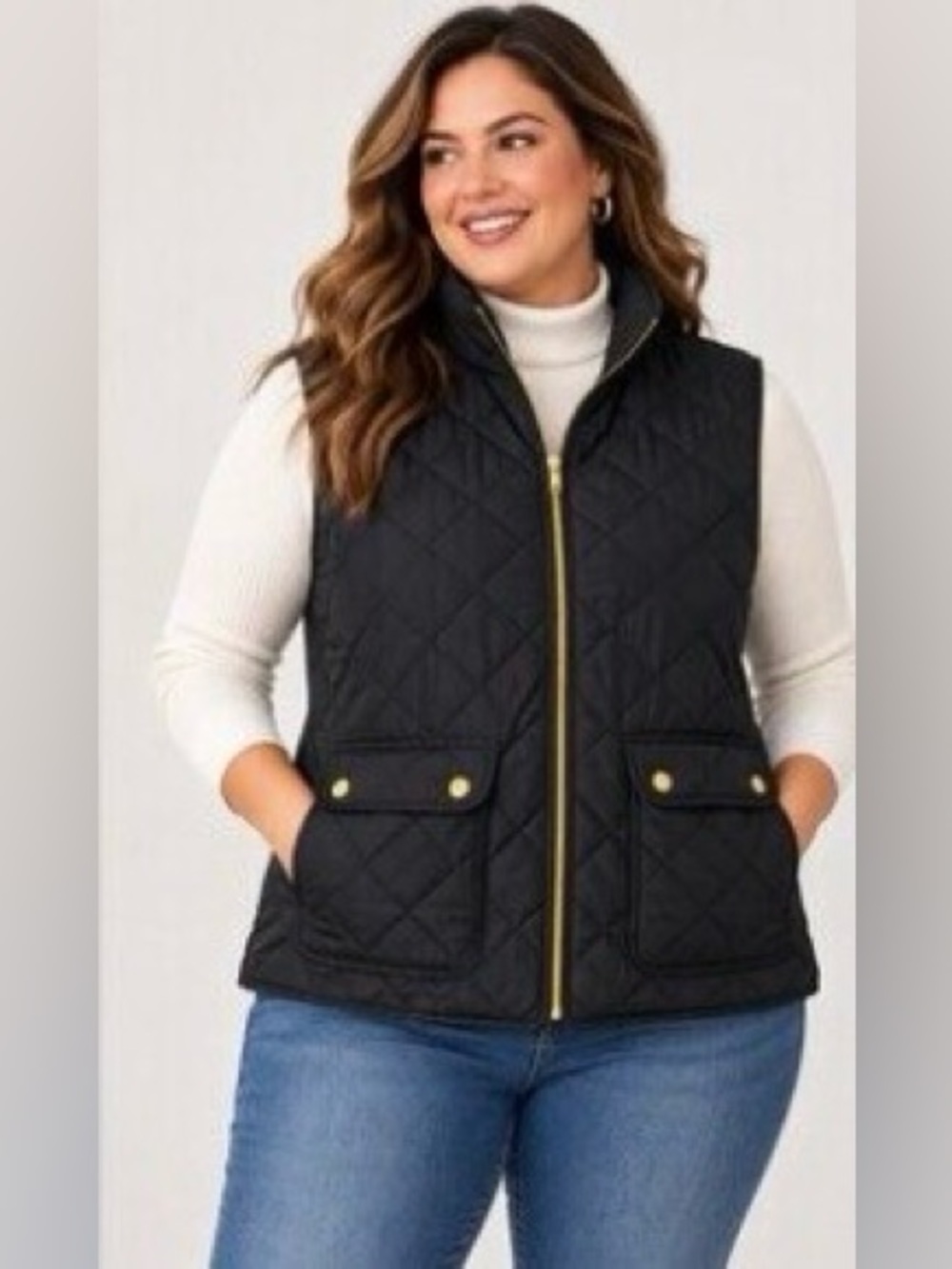 St. John's Bay Black Quilted Vest